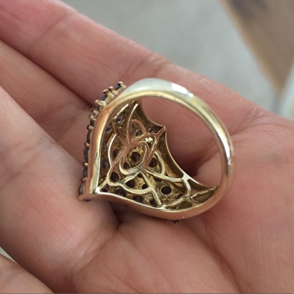 Tanzanite cluster gold plated sterling silver ring - Picture 7 of 13